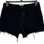 Universal Threads Universal Thread SZ 10R Jean Shorts High-Rise Midi Frayed Hems Stretch Black Photo 0
