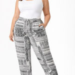 Chico's 100% Linen Pants Size XL Crop Pullon Multi Print Photo 0