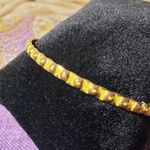 Gold Tone with Yellow Lacquer Vintage Vibe Bangle Bracelet Photo 1