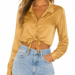 Wilfred  satin gold tie front long sleeve blouse Photo 0