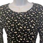 Forever 21 EUC Black Daisy Print Long Sleeve Crop Cardigan Sz L Photo 2
