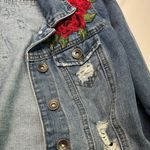 Highway Jeans HIGHWAY JEANS DISTRESSED DENIM JACKET SZ S WITH EMBROIDERED ROSES FRONT/BACK Photo 3