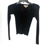 l*space L* Black Ribbed Knit Top - Sweetheart Neckline, Long Sleeve Crop Sweater XS Photo 6