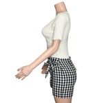 Sézane Pacome Mini Skirt, Black/Ecru Gingham, FR36/US4 Photo 8