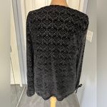 Talbots ‎ Black Velvet Burnout Damask Tie Sleeve Witchy Whimsigoth Top Photo 3