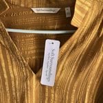 Soft Surroundings Jocelyn Golden Sands V-Neck Pinstripe Blouse long sleeve PL Photo 4