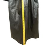 Vtg Laura Winston Collection XL Black Leather Trench Coat Fox Fur Collar Photo 3