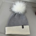 Smartwool Womens Powder Pass Beanie Hat Gray Cream Ribbed Knit Wool Blend READ Photo 1