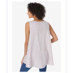 Woman Within Women's  Striped Button-Front Tank Top Plus Size 16/20W White/Blue Photo 1