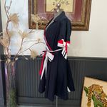 Venus  Nautical Preppy Blue & Red and White Wrap Dress Tie Sleeves - Sz 6 💚🎀 Photo 4