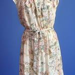 LC Lauren Conrad Lauren Conrad Dress Women's Size Medium Peach Floral Gold Cap Sleeve Photo 0