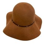 Nine West Tan Wool Floppy Round Hat EUC OS 15” Black Trim Boho Casual Everday Photo 0