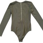 NWOT NUDE Plunging Neckline Lace Up Front Zipper Back Bodysuit Green Black Size M Photo 8