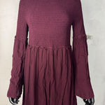 Clover + Scout  XL Smocked Mock Neck Ruffle Bell Sleeve Mini Dress Purple‎ Photo 0