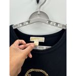 Michael Kors  black semi cropped T-shirt with bold studded gold MK size 3Xl Photo 4
