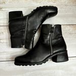 Enzo Angiolini  Women’s Size 9 Black Leather Stacked Heel Y2K Double Zip Bootie Photo 7