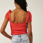 Free People  Boulevard Tie Shoulder Square Neck Tank in Guava Berry - Large Photo 2