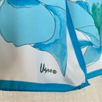 Vintage Vera Neumann Scarf Floral Rectangular White Bright Blue‎ Delicate Long Blue Photo 1