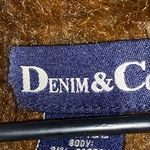 Denim&Co Blue Jacket Brown Faux Fur lining pockets Wo size smallclean condition Photo 1