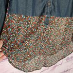 Anthropologie  POSTMARK DENIM DITSY MICRO LORAL TRIM LONG LINE BUTTON DOWN TOP Photo 10