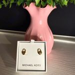 Michael Kors Gold Heart Stud Earrings Minimalist Designer Jewelry NWT Photo 1