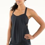 Lululemon  Athletica Rest Less Tank Black Strappy Drawstring Athletic Tank Top 6 Photo 0