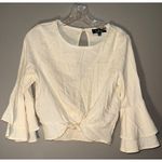 Lulus Lulu’s cream twist front flare half sleeve crop top Medium #721 Photo 0