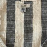 Ecote Wrap Top Black Ivory‎ Stripe Cotton Tie Waist Short Sleeve S Boho Gray Photo 2