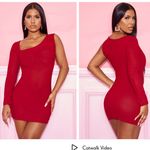 Pretty Little Thing Plt  Burgundy Asymmetric Bodycon Dress size 6 Photo 1