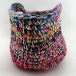 Handmade Knit Crochet Basket Handbag Yarn Colorful Tribal Classic Multicolor Photo 3