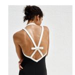 ZARA NWT Stretch Contrast Elegant Black Dress w/ Bow Detail Size Medium Photo 1