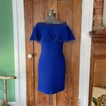 Tadashi Shoji  Tobara Pintucked Off Shoulder Ruffle Dress Electric Blue~ XS 🧡🎀 Photo 3