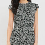 Loft Floral Mini Dress Womens LP Green Ruffle Smocked Cottagecore Boho Prairie Photo 0