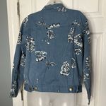 vintage festival feminine Denim Jean Jacket Button Font Floral Small country Blue Photo 3