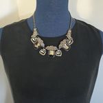 Boutique Oxidized Silver Statement Necklace with Smokey Grey Crystal Stones Photo 6