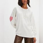 Free People NWOT Daydreamer Gingham Heart One-Size Long-Sleeve Tee- vintage white combo - OS Photo 3