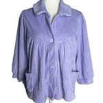 Vintage 90s Textured Fleece Button Up Jacket Medium Purple Pockets Sweater Photo 0