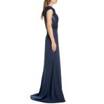 Tadashi Shoji Vesta Sequin Off-Shoulder Evening Gown Navy Formal Dress Size 16 Photo 5
