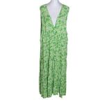Adore Me Green Print Sleeveless Tiered Midi Dress Size 2X Green Sundress Photo 0