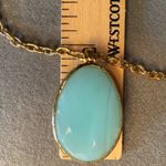 Stella & Dot ‎ Pendant necklace, Aqua stone, gold tone chain 19.5” long Photo 5