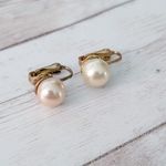 Vintage Clip On Earrings Faux Pearl Mismatched? 3/8" Photo 2