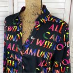 New York & Co. Sisterhood Community Graphic Print Shirt Black Neon Large Photo 4