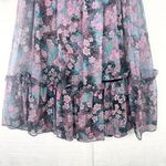 Vintage Union Made Pleated Midi Dress Size 4 Dark Floral Purple Fairy 70s 80s Photo 8