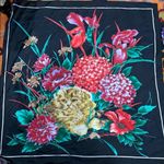 Vintage cat and floral silk scarf Photo 2