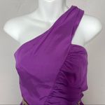 Trina Turk Silk Dress Womens Size 8 One Shoulder Beaded Belted Mini Party Purple Photo 2