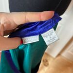 VINTAGE BLUE & GREEN SATIN PEARL BUTTON SHIRT DRESS Size M Photo 1