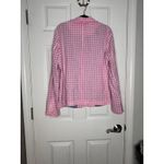CROWN & IVY Pink Gingham Ruffle Blazer Linen Blend Size 12 Photo 3