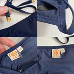 Tory Burch Bikini Swim Suit Two Piece Ruffle Logo Lightly Lined Navy Blue Gold Photo 15