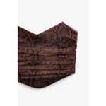 ZARA Brown Snake Animal Print Sweetheart Strapless Mesh Tube Crop Top Size XS Photo 7