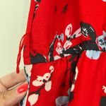 Modcloth Red Floral Dress Fits of Bliss Short Sleeve Dress NO BELT size large Photo 4